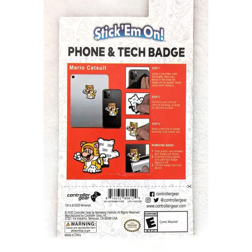 Nintendo Super Mario 3D World Cat Suit Phone Grip Badge Holder Official NEW